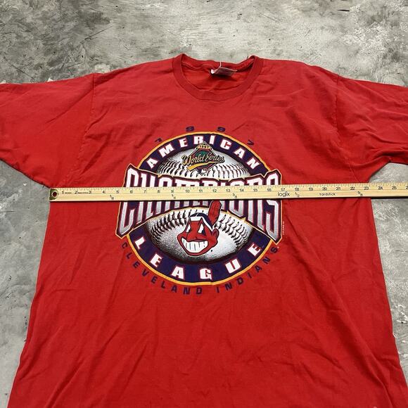 Cleveland Indians 1997 American League Champions Red Team T-Shirt Adult XL FOTL - Picture 3 of 8